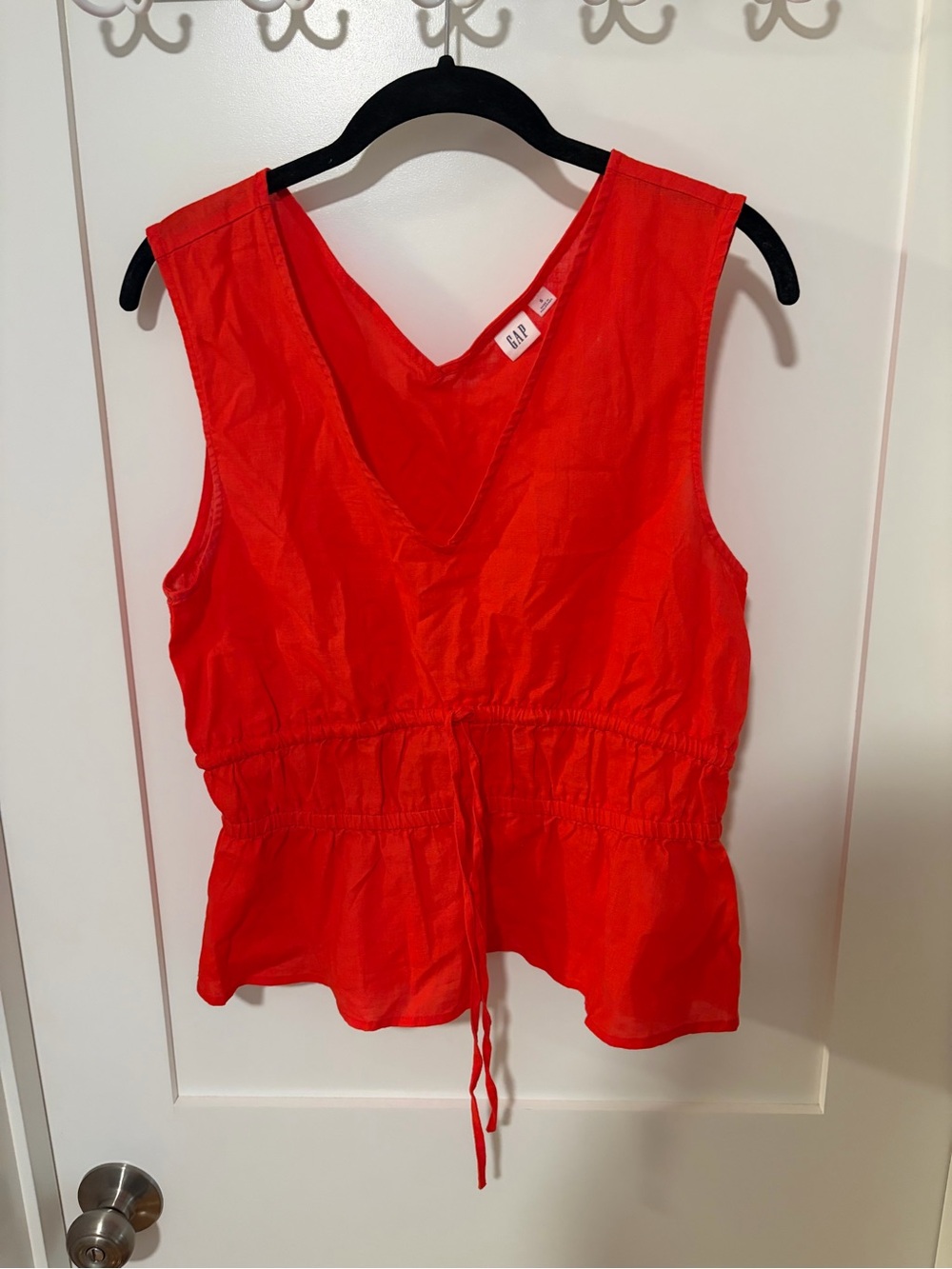 GAP Bright Red V-Neck Drawstring Waist Tank